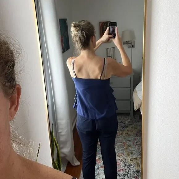 Banana Republic Silk Camisole Tank Top Navy‎ Blue Size Small - Picture 3 of 6